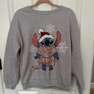Juniors XL Gray Holiday Sweatshirt with Stitch Character